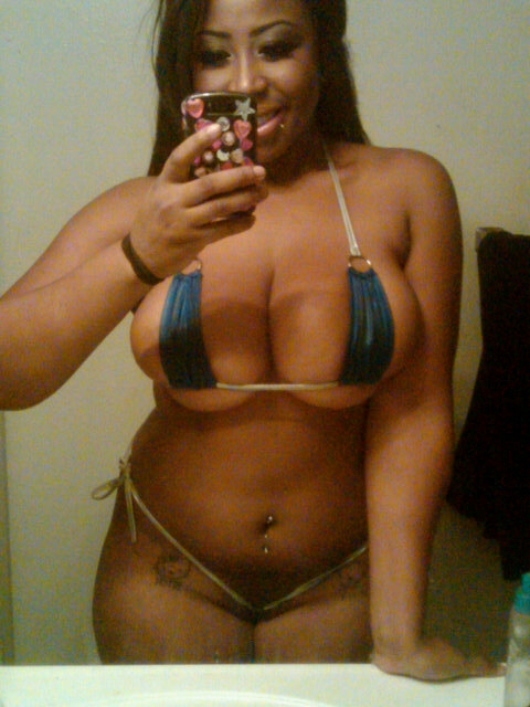 Busty black girl in tiny bikini selfshot; Amateur Big Tits Ebony Other Hot 