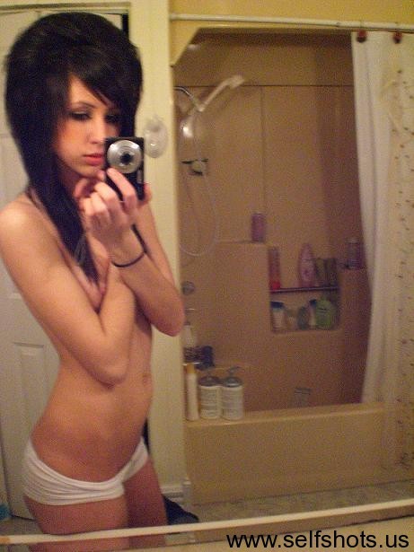 tiny emo secene teen posing infront of the mirror; Amateur Emo Hot Teen 