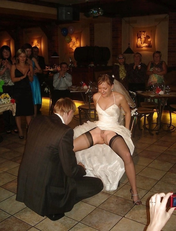 Groom removes the Bride's Garter. But...; Amateur Public Pussy 