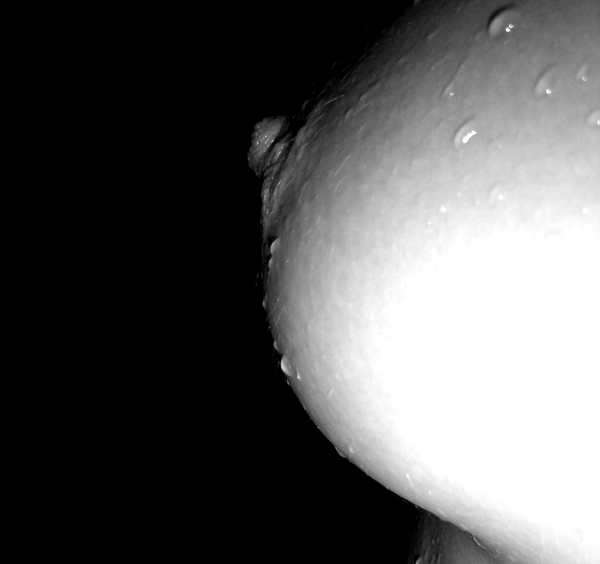 Wet breast, closeup in b&w.; Erotic Stylish 